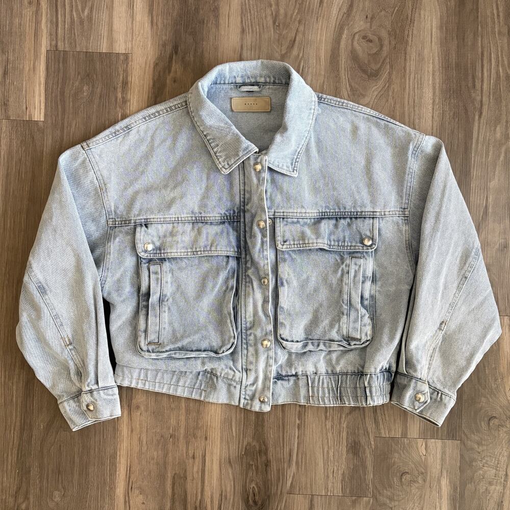 BLANKNYC Denim Jacket Women's Size M Zip Up Cropped Light Wash